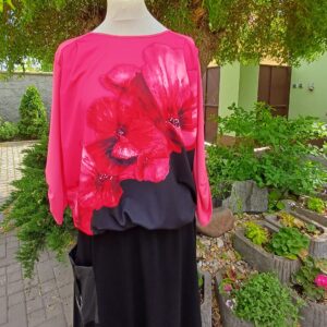 Elegantní dámská halenka červený květ